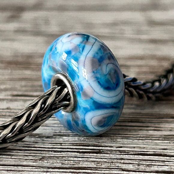 Summersday Artisan Trollbeads Style Trollstone Blue Pink White Mosaic Swirl NEW - Picture 9 of 12